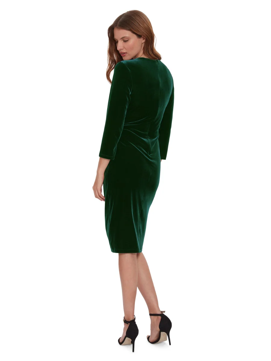 Alexxia Velvet Wrap Dress With Knot - Image 4