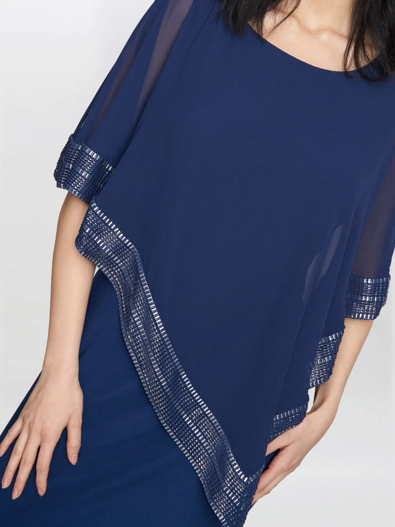 Amber Maxi Asymmetrical Cape Dress - Image 3