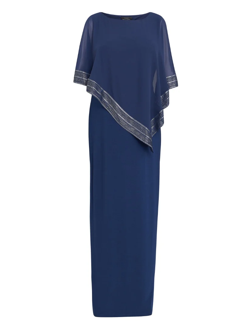 Amber Maxi Asymmetrical Cape Dress - Image 5