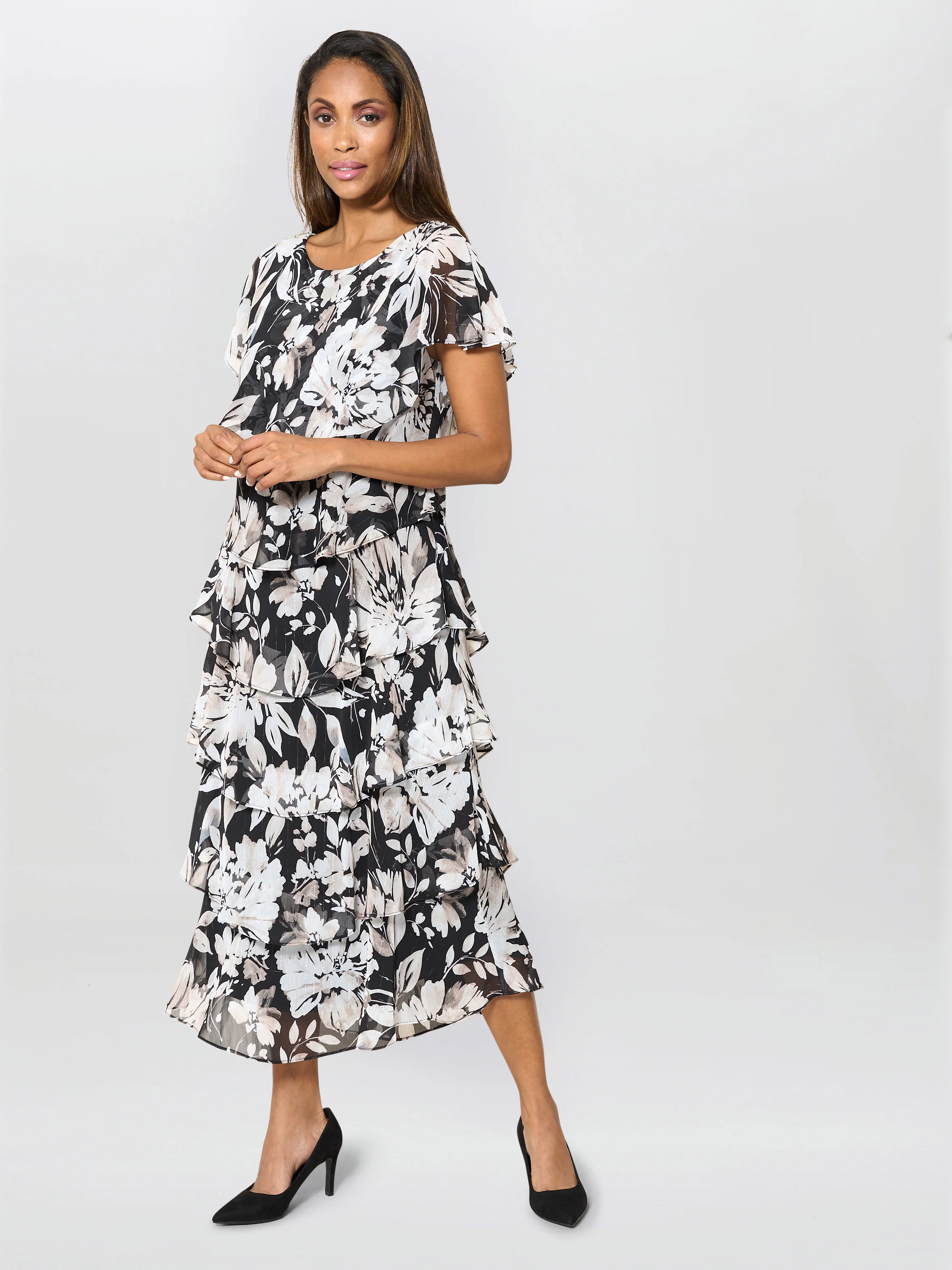 Blossom Printed Midi Tier Dress - Image 5