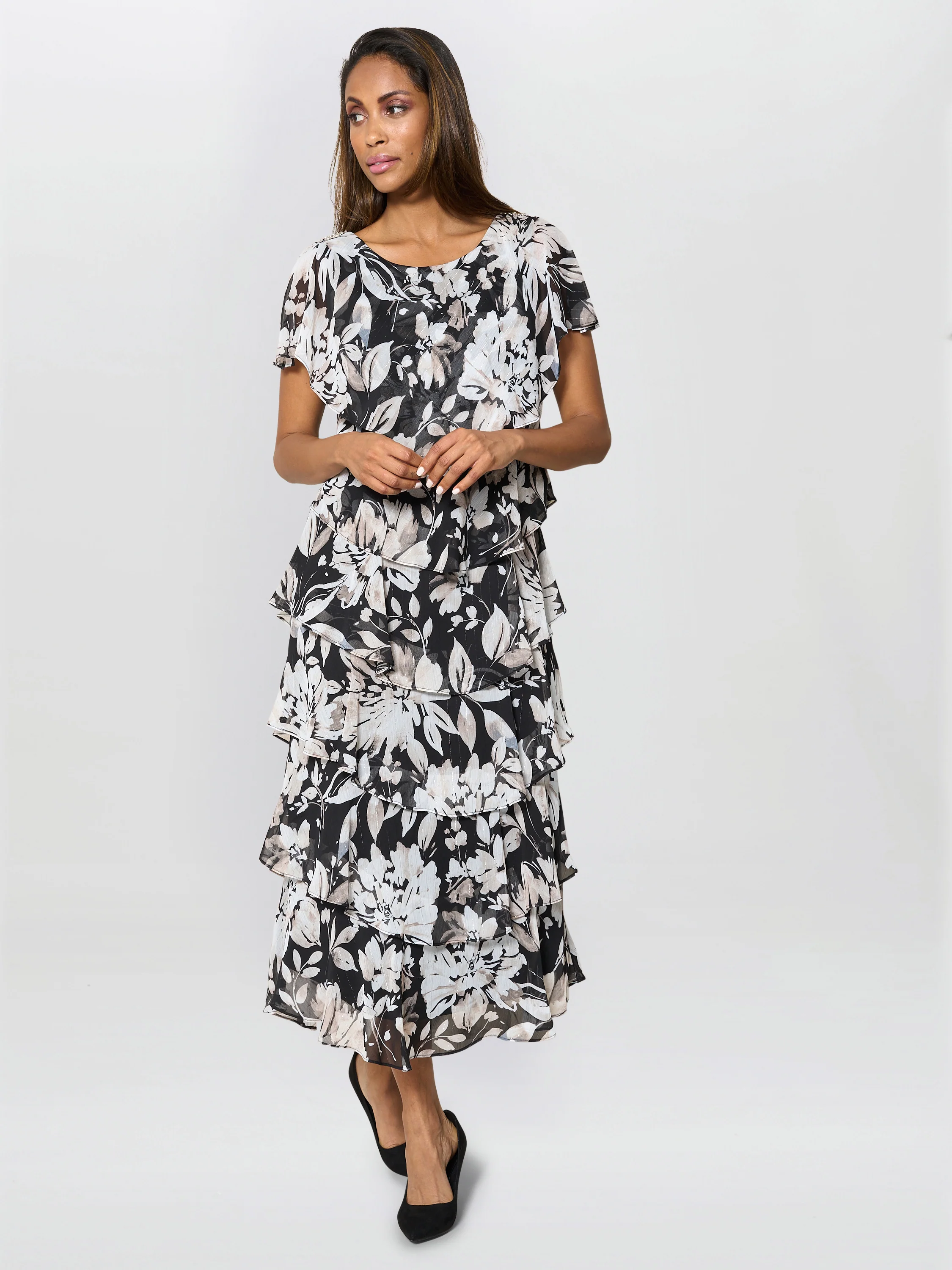 Blossom Printed Midi Tier Dress - Image 6