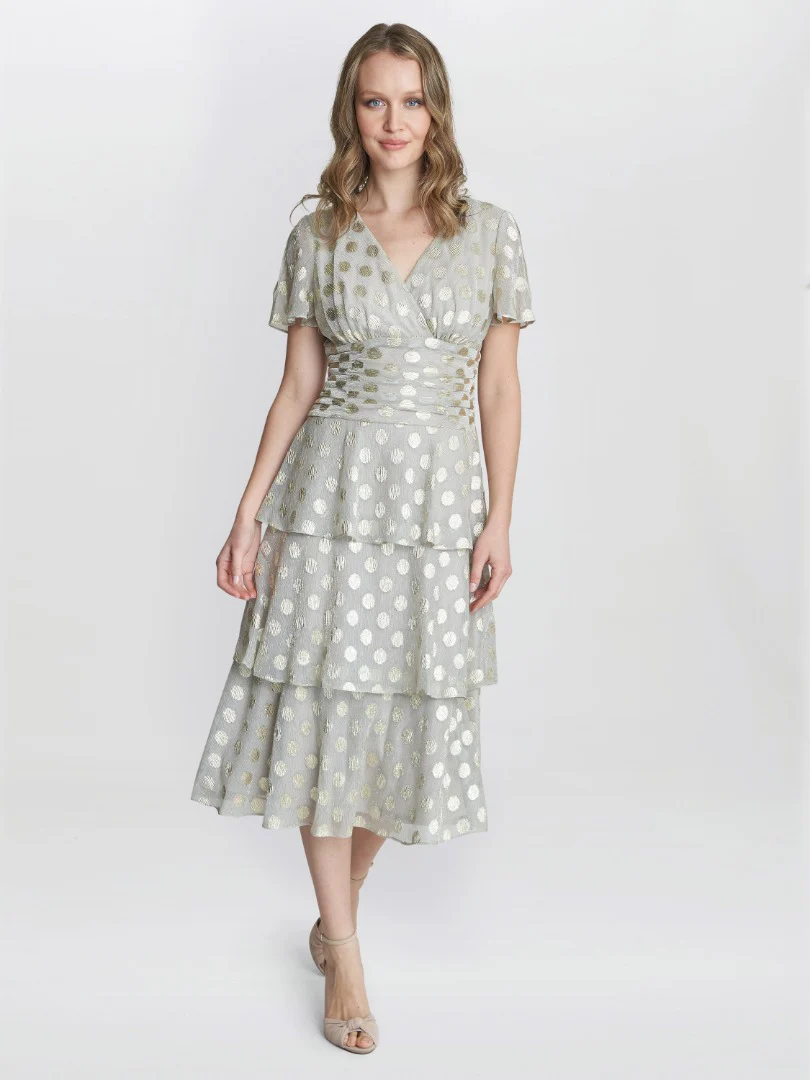Cassie Polka Dot Midi Tier Dress - Image 4