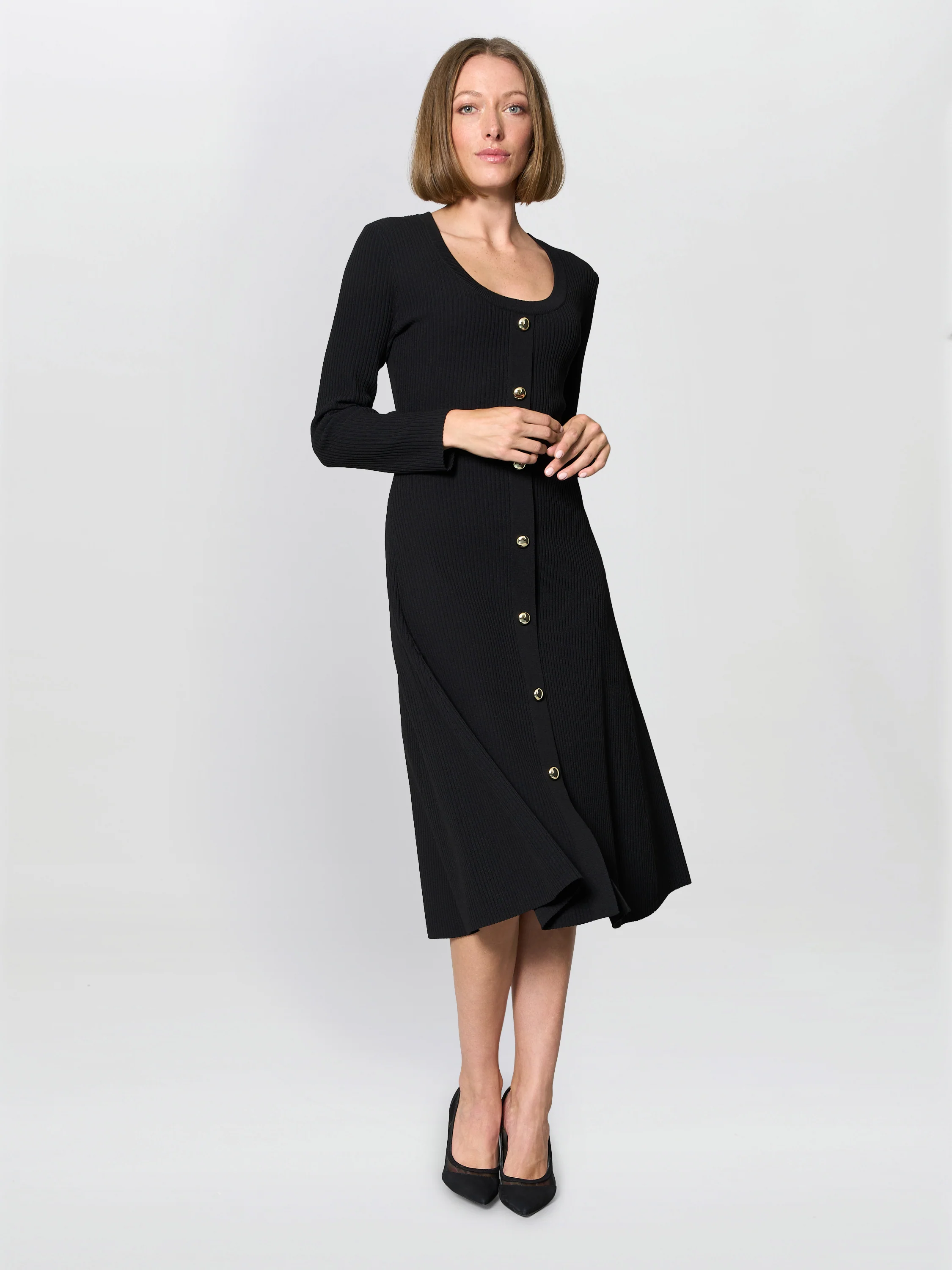 Cher Button Front Knit Midi Dress - Image 3