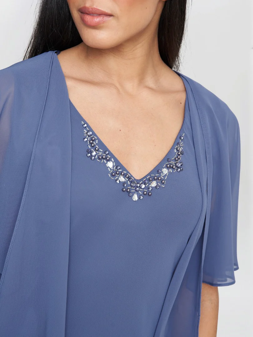 Cheryl Midi V Neck Embellished Dress And Jacket - Image 4