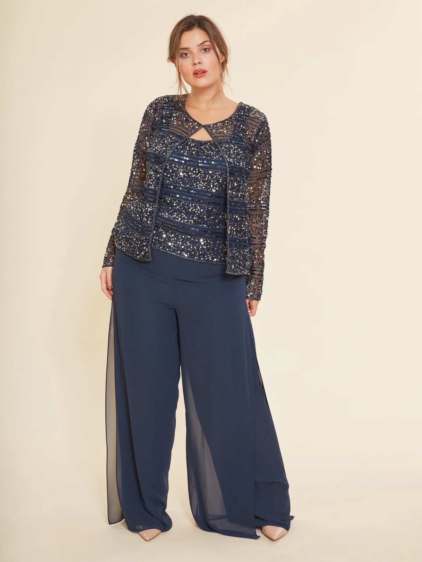 Chiffon Layered Trouser With Slits - Image 6