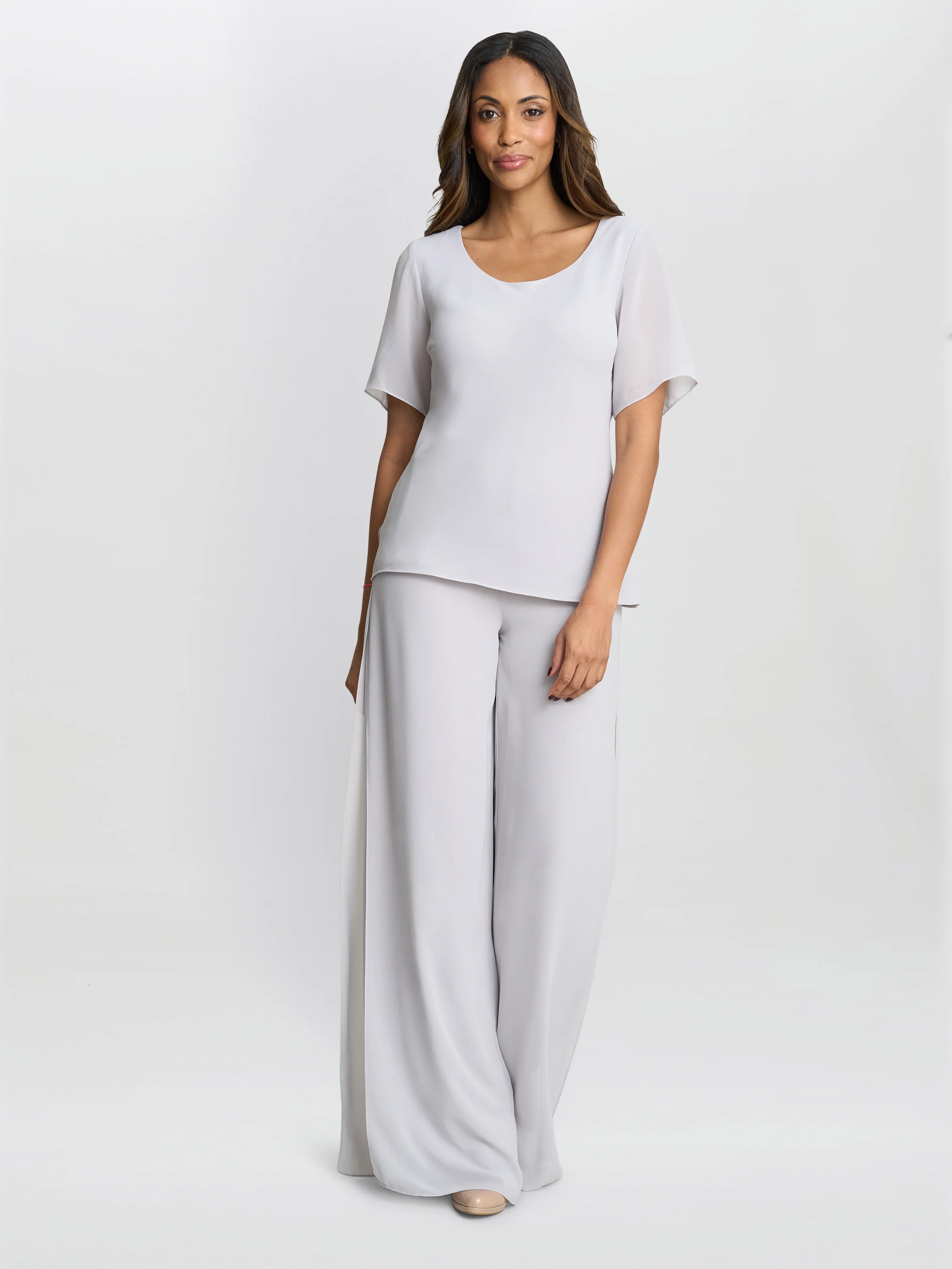 Chiffon Layered Trouser With Slits - Image 3