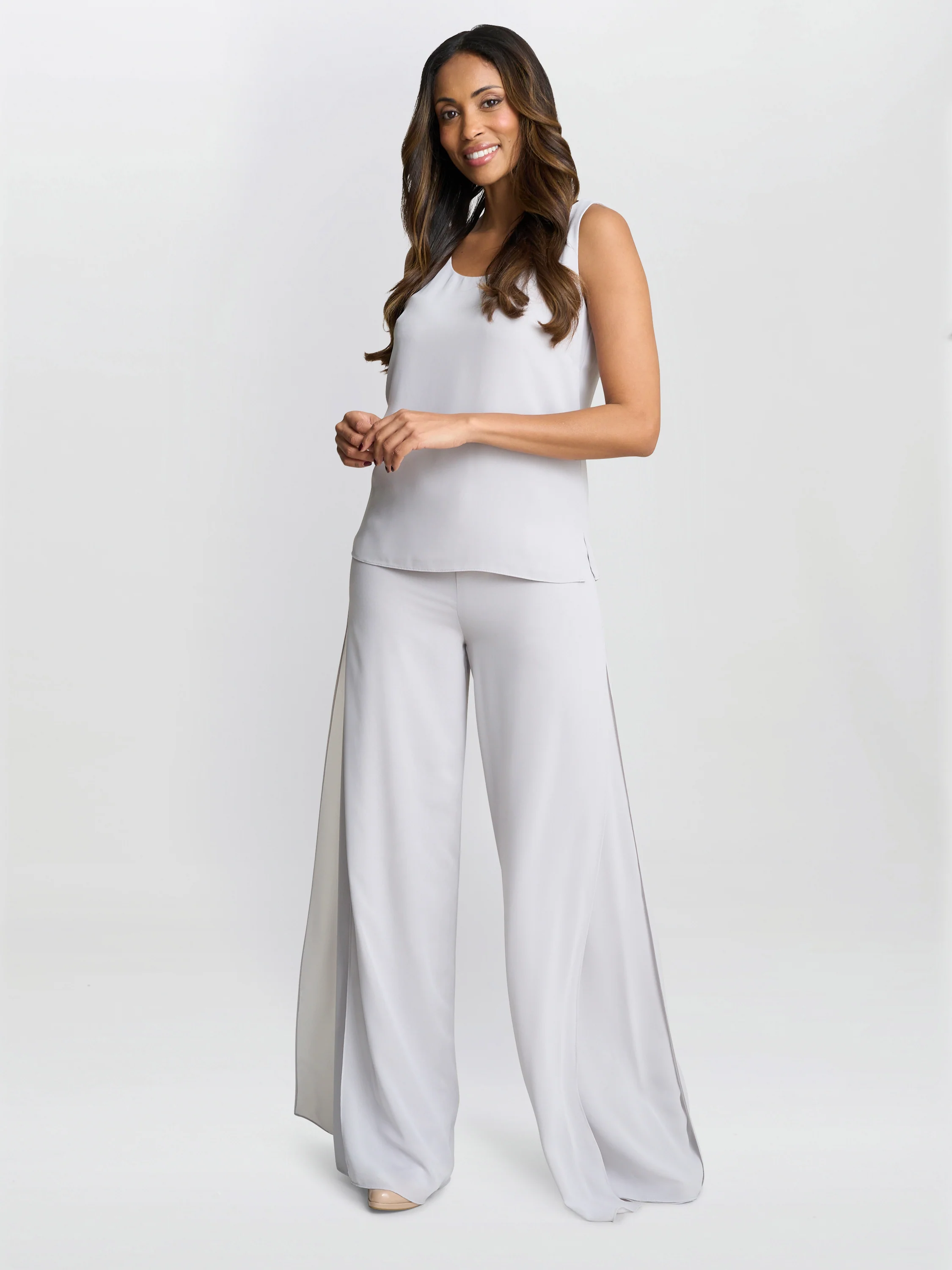 Chiffon Layered Trouser With Slits - Image 6