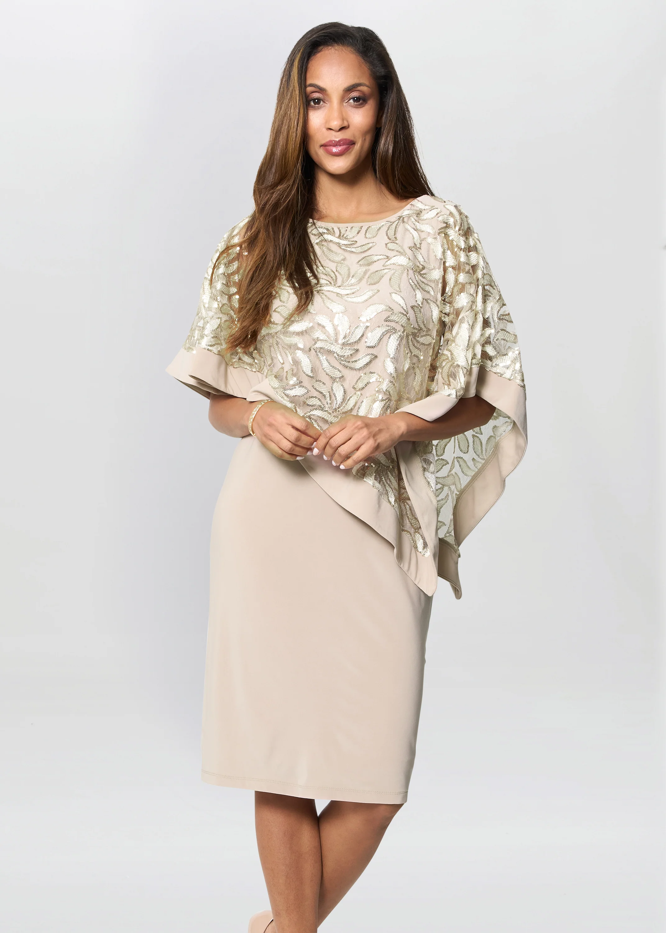 Darlene Embroidered Cape Dress - Image 3