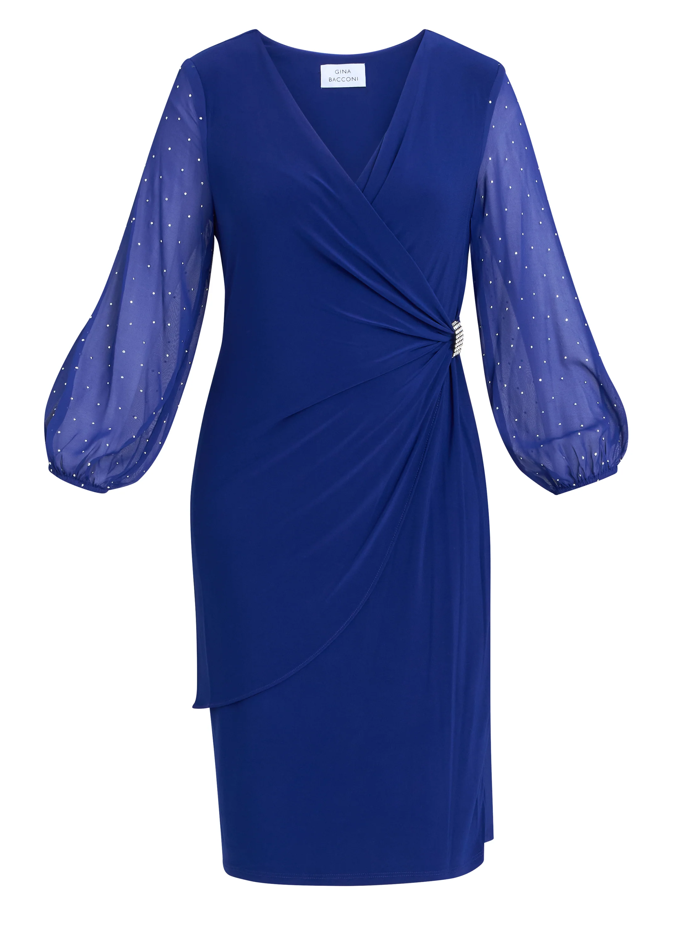 Elaine Wrap Dress With Stud Sleeve - Image 6