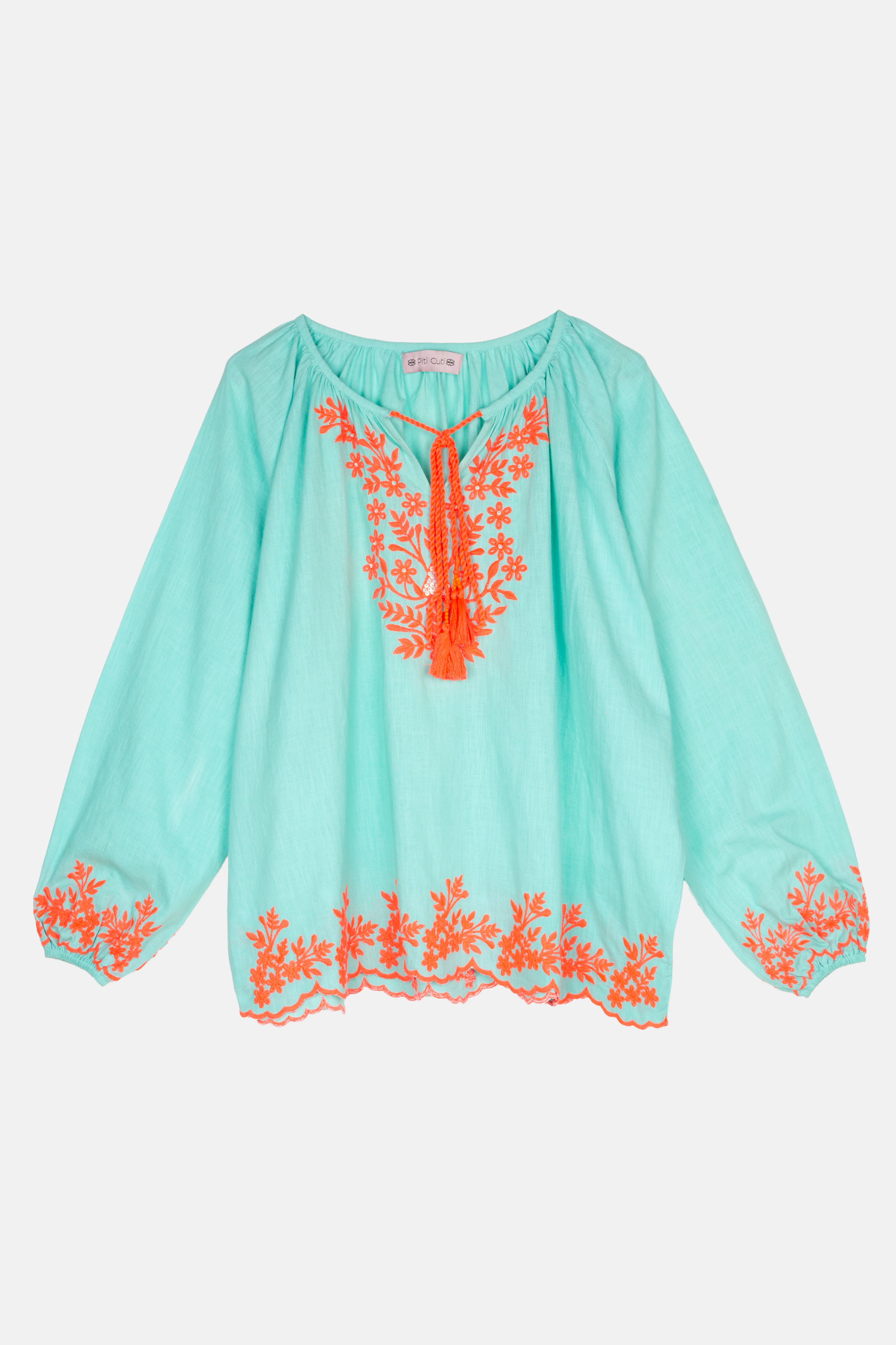 Piti Cuiti Guadalupe Aqua Blouse And Shorts Set - Image 4