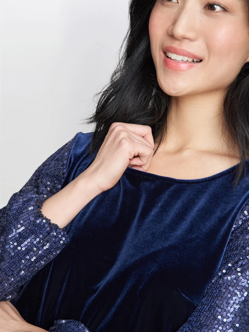 Ines Velvet Blouse With Illusion Bubble Sleeves - Image 3