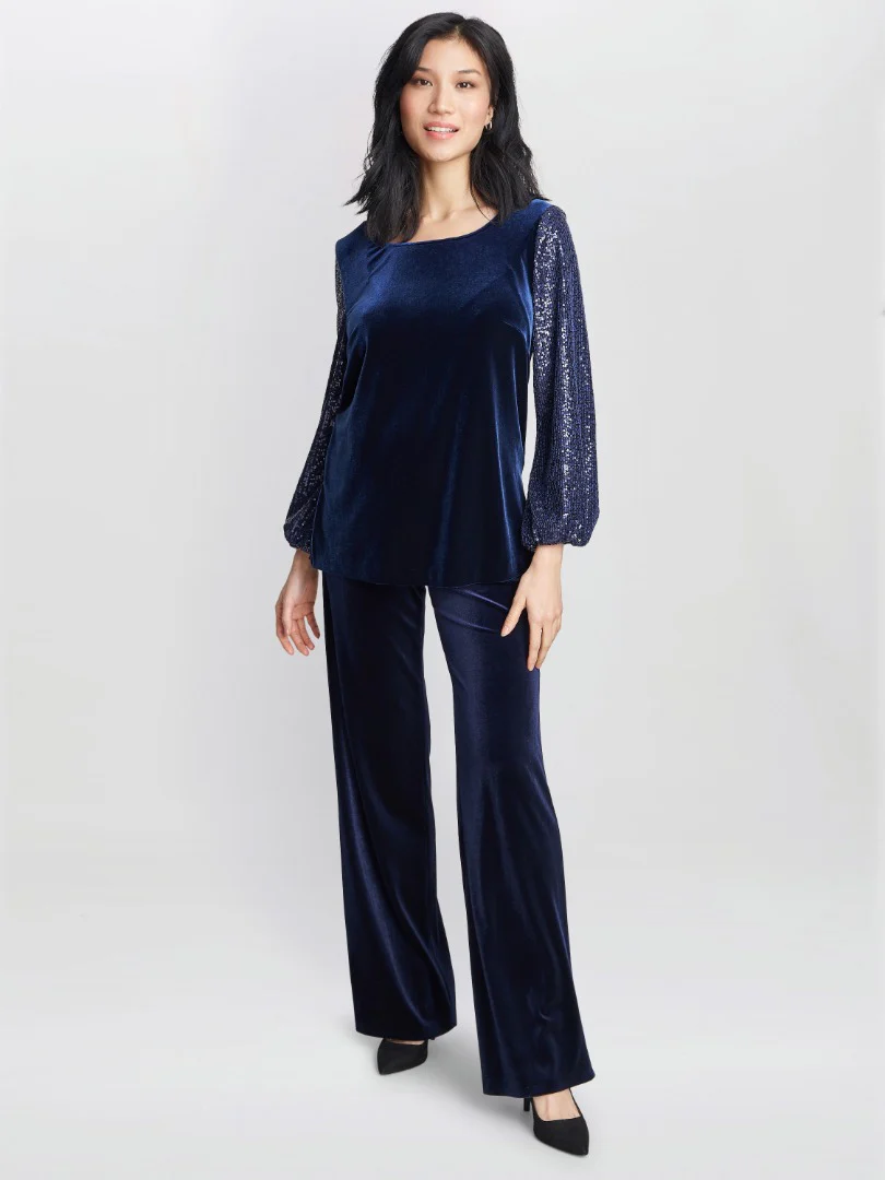 Ines Velvet Blouse With Illusion Bubble Sleeves - Image 4