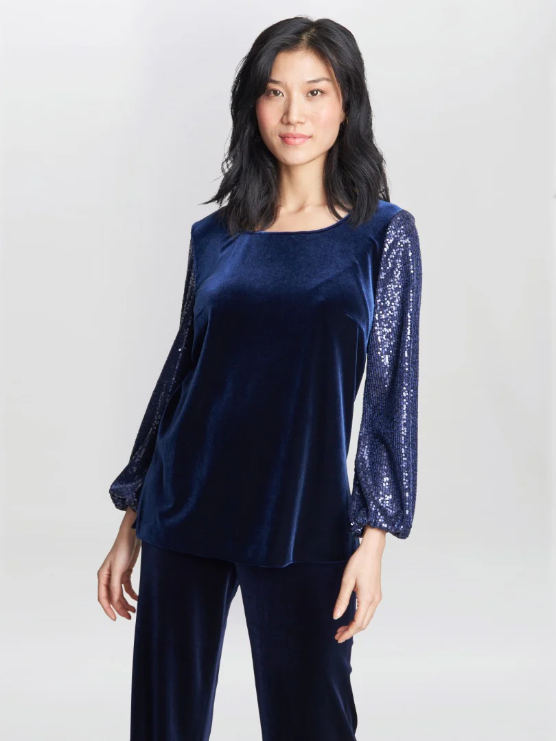 Ines Velvet Blouse With Illusion Bubble Sleeves - Image 5