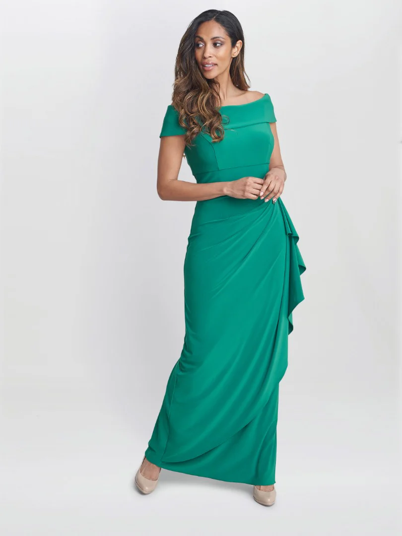 Jodie Off Shoulder Jersey Dress With Hip Detail - Image 4
