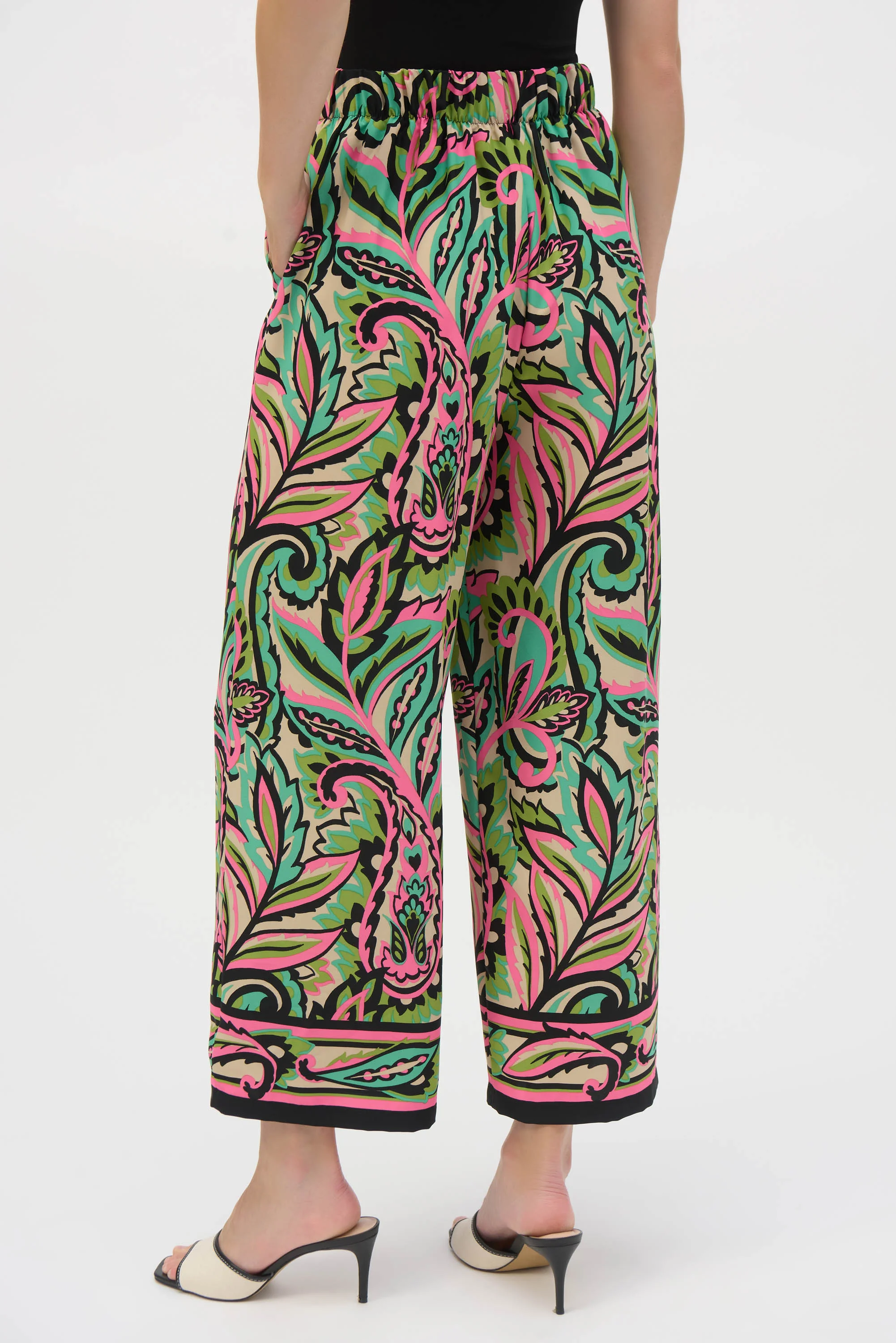 Joseph Ribkoff Woven Paisley Print Wide-Leg Pants - Image 4