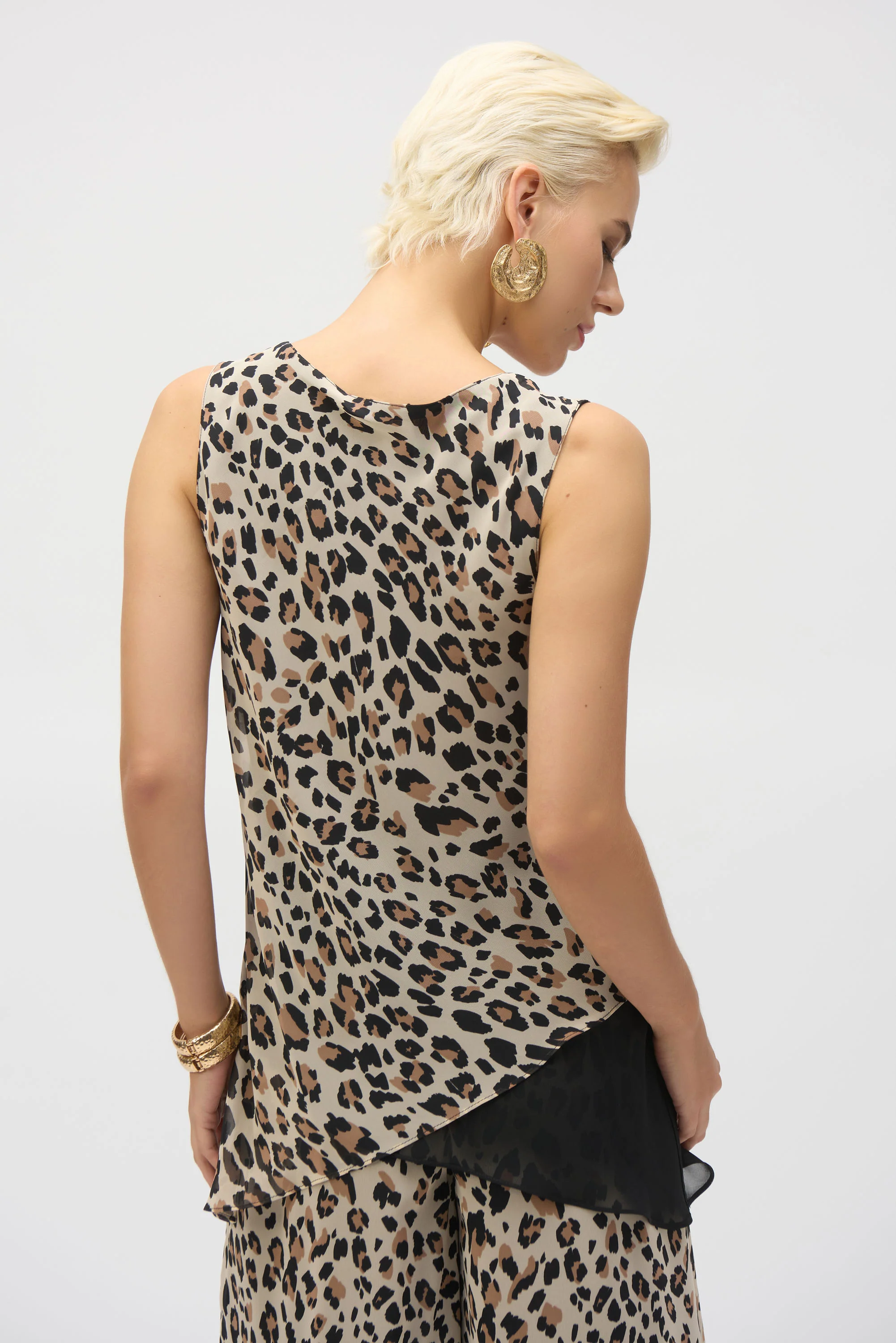 Joseph Ribkoff Chiffon Animal Print Reversible A-Line Tunic - Image 9
