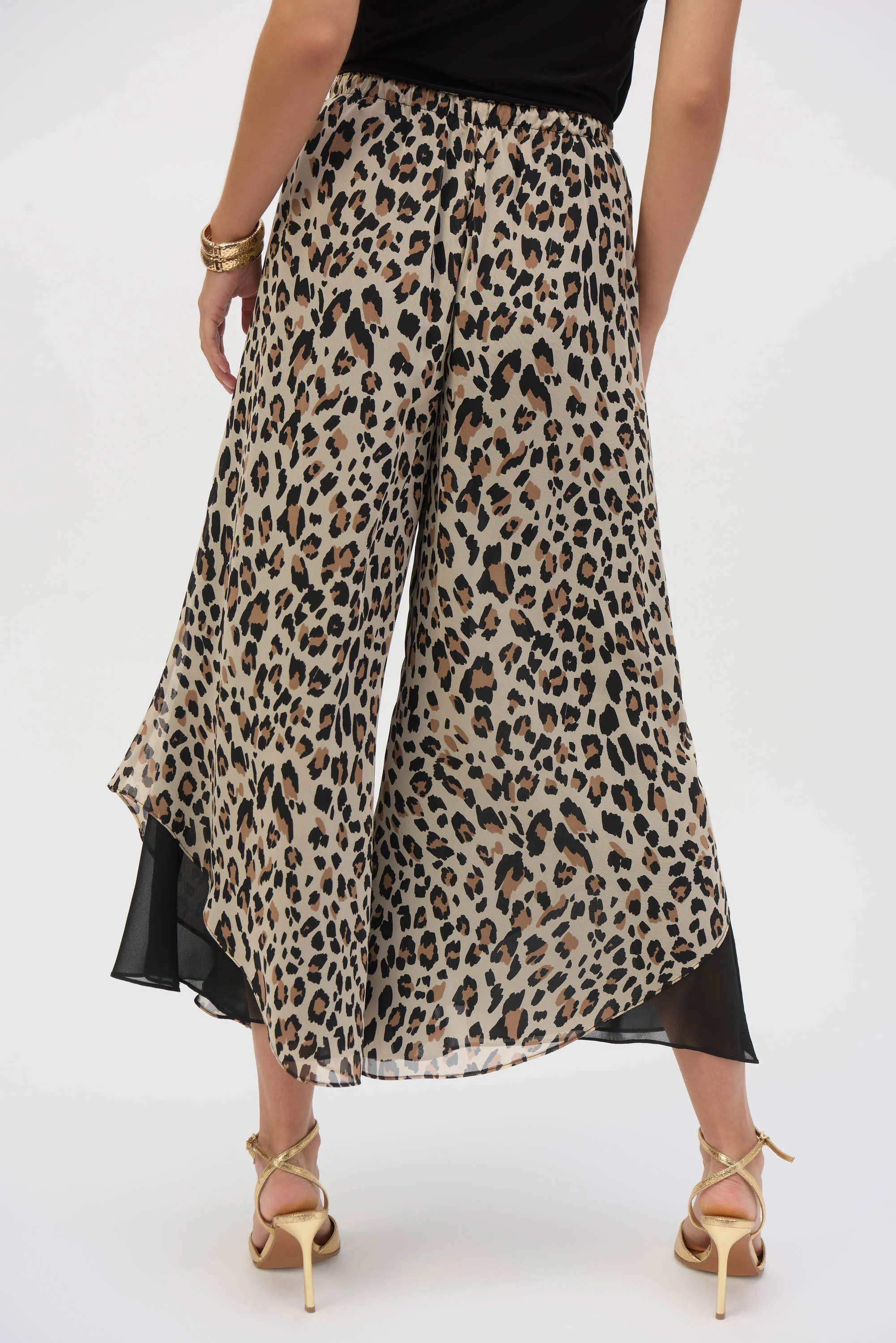 Joseph Ribkoff Chiffon Animal Print Reversible Culotte Pants - Image 5