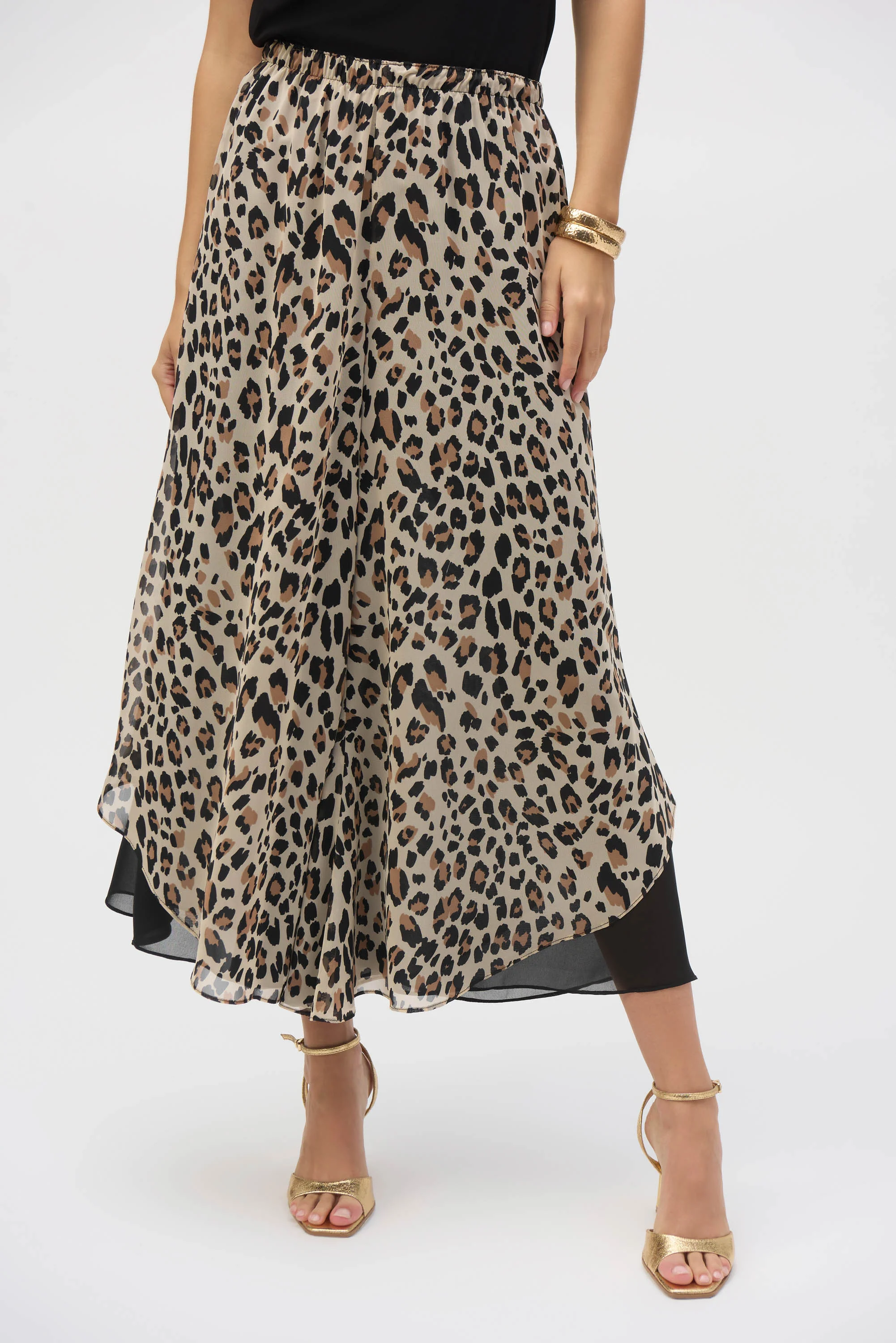 Joseph Ribkoff Chiffon Animal Print Reversible Culotte Pants - Image 7