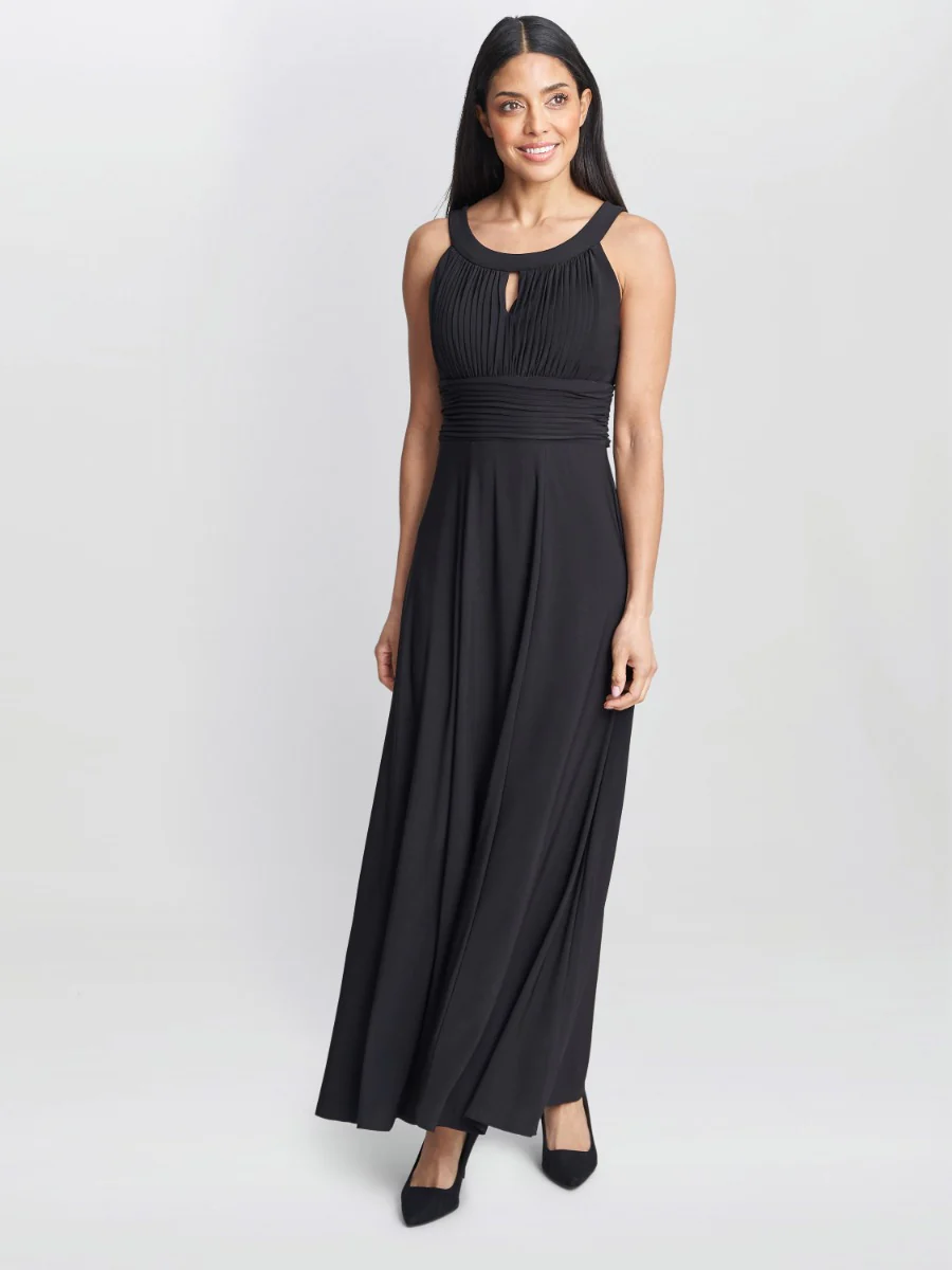 Kelsie Ruched Waist Keyhole Neck Maxi Dress - Image 4