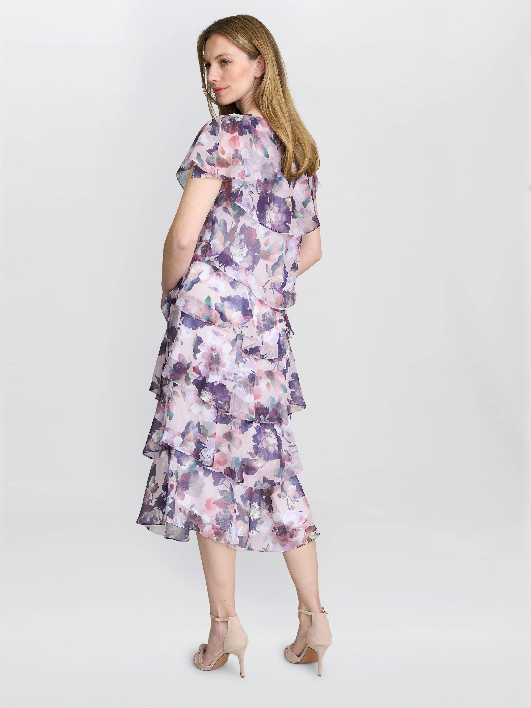 Livvy Midi Length Printed Tier Dress - Image 3