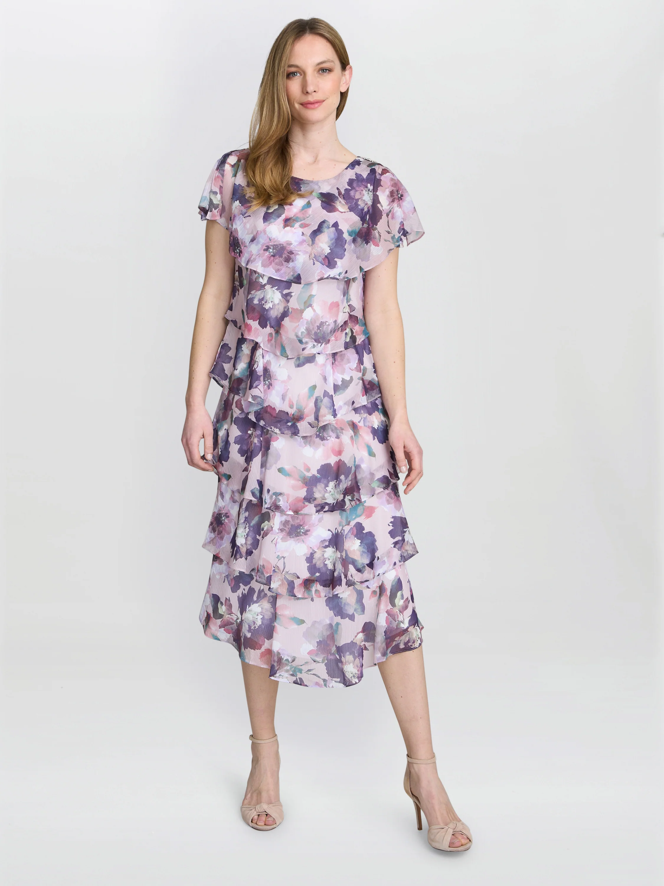 Livvy Midi Length Printed Tier Dress - Image 4