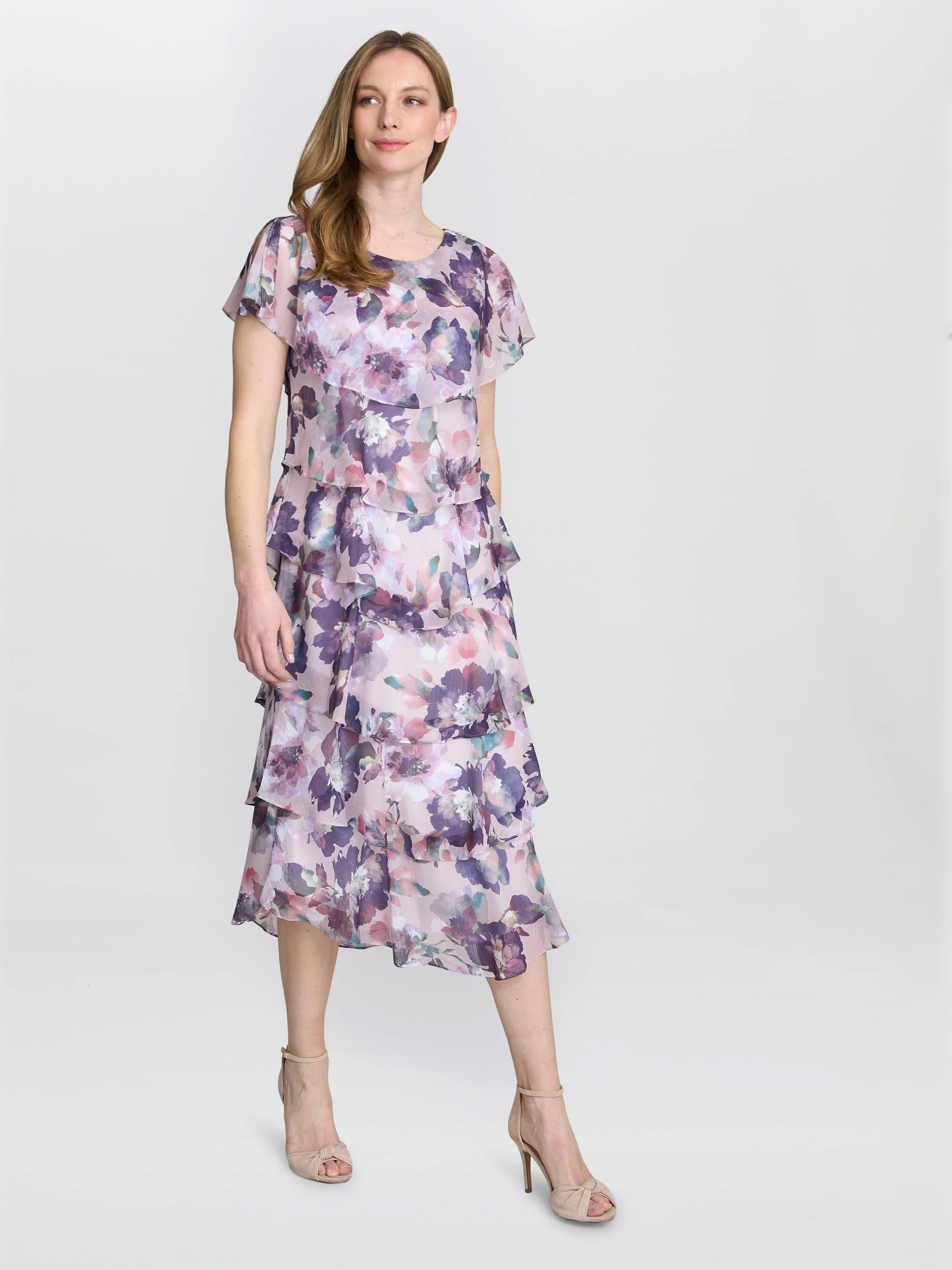Livvy Midi Length Printed Tier Dress - Image 6