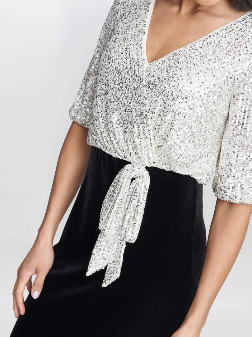 Matilyn Maxi Sequin Dress With Velvet Skirt - Image 4