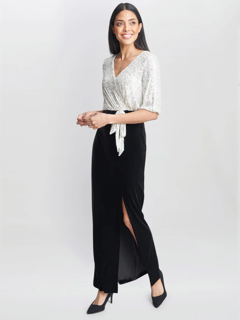 Matilyn Maxi Sequin Dress With Velvet Skirt - Image 5