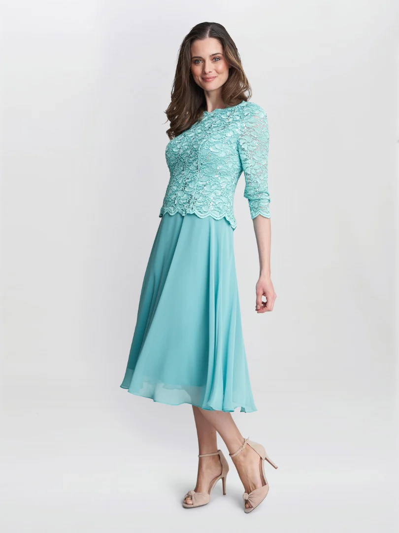 Rona Midi Dress With Lace Bodice & Chiffon Skirt - Image 4
