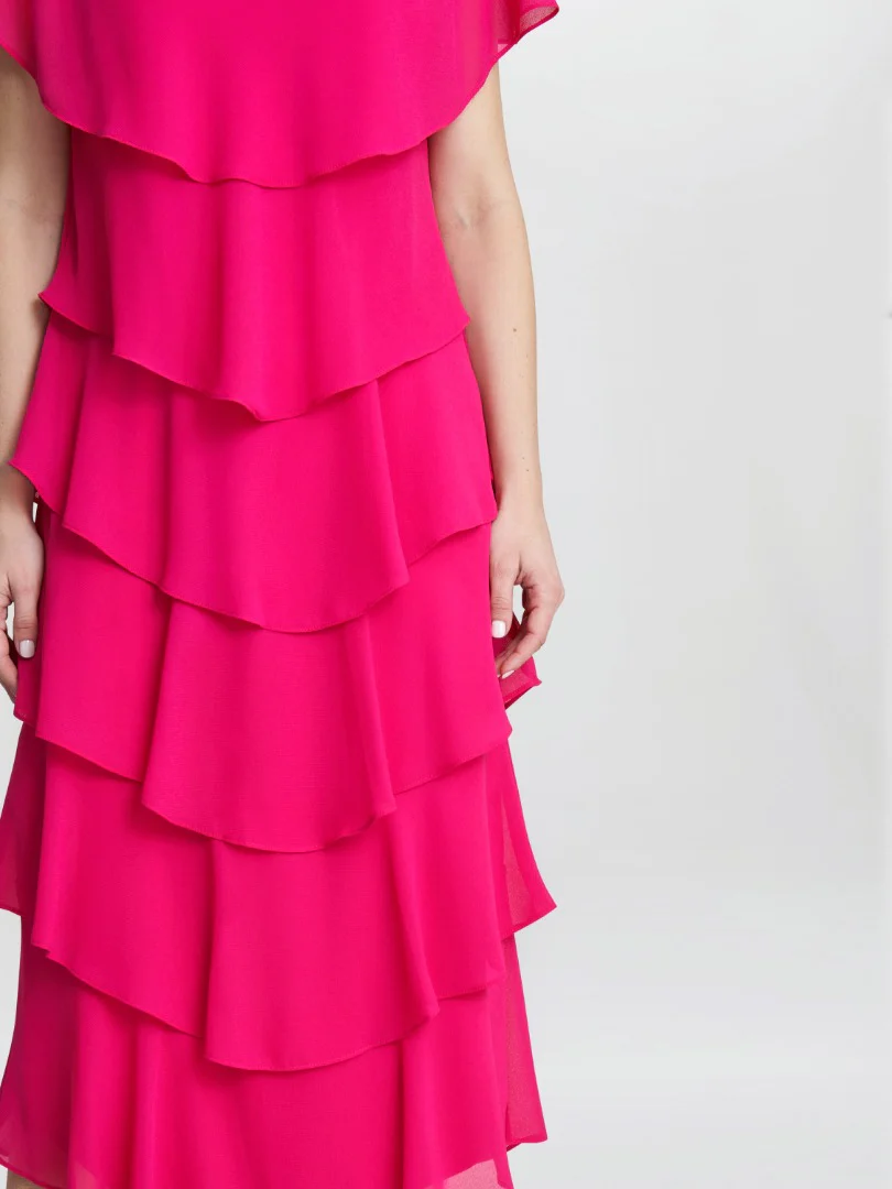 Tessa Midi Tiered Dress With Shoulder Trim - Image 3
