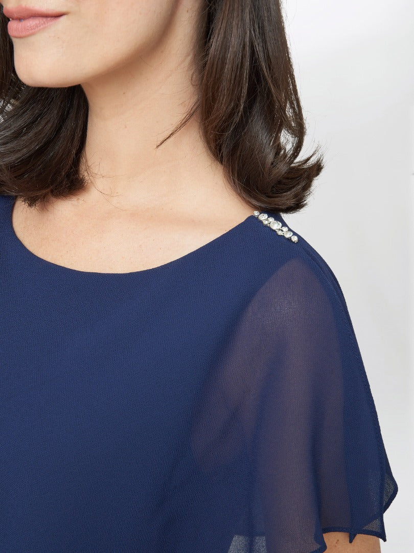 Tessa Midi Tiered Dress With Shoulder Trim - Image 3