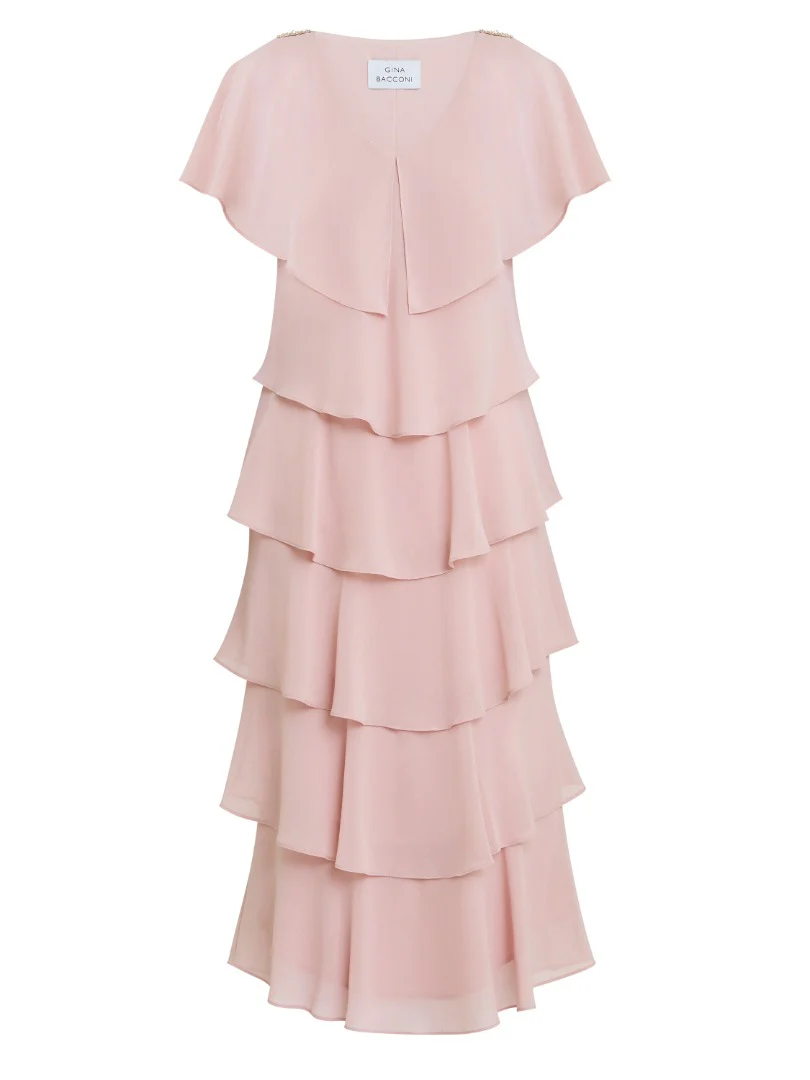 Tessa Midi Tiered Dress With Shoulder Trim - Image 5