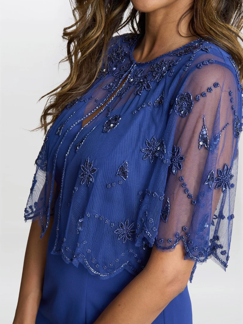 Theresa Beaded Bolero Jacket With Scallop Edge And Crepe Shift Dress - Image 3