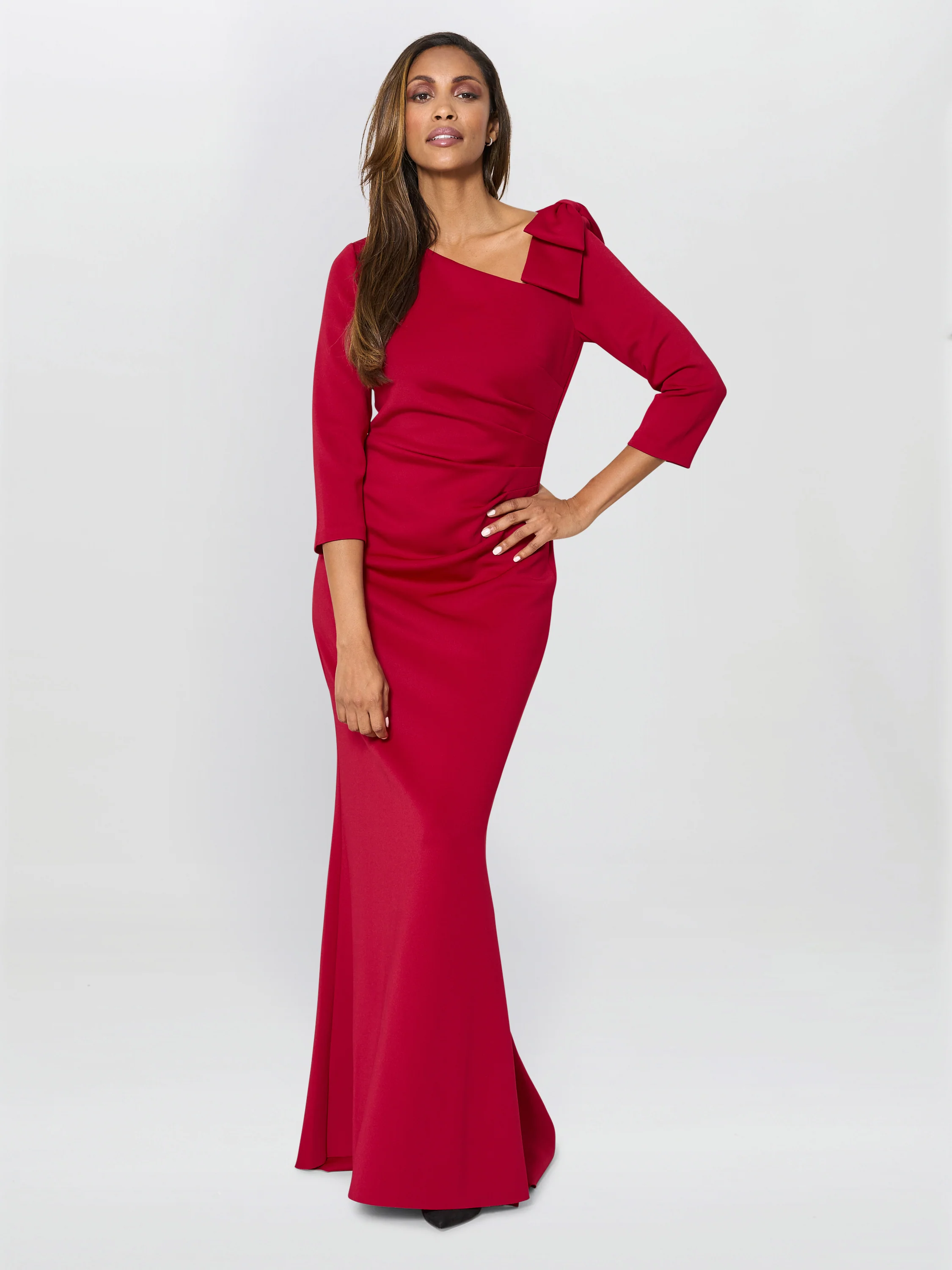 Thia One Shoulder Bow Detail Maxi Dress - Image 6