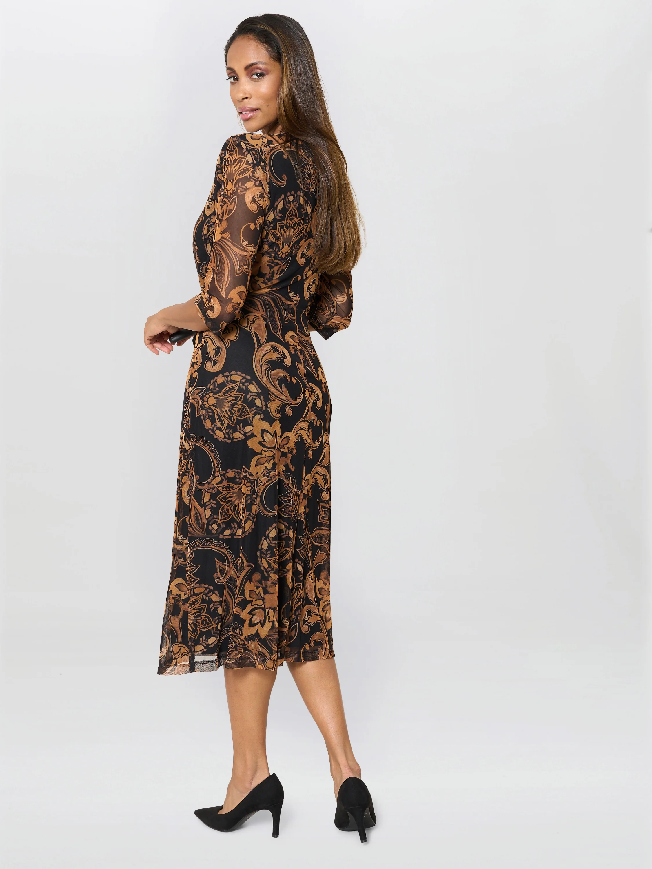 Yvette Burnt Bronze Midi Dress - Image 4